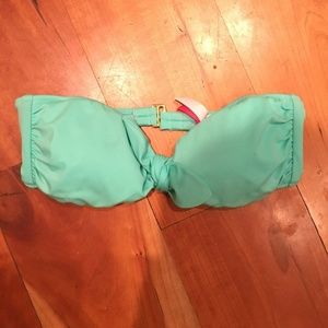 Teal Bandeau swim top